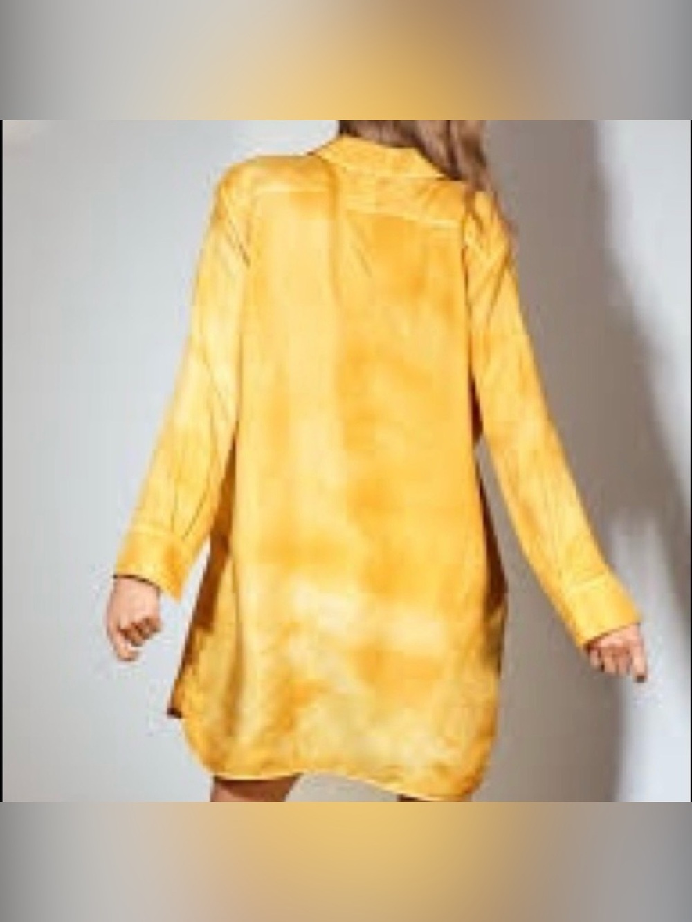 NEW 100% Silk Wilfred Le Fou Aura Shirt Dress Tie Dye Oversized Mustard Yellow - Picture 2 of 5